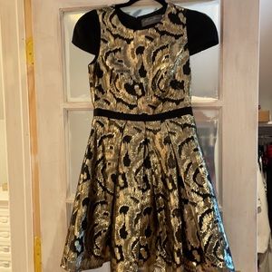 Hunter Dixon by Hunter black and gold dress Anthropologie